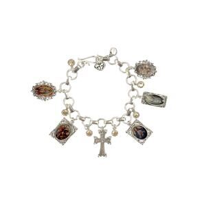 VIRGINS SAINTS & ANGELS VSA Retablo Framed Charm Bracelet Silver